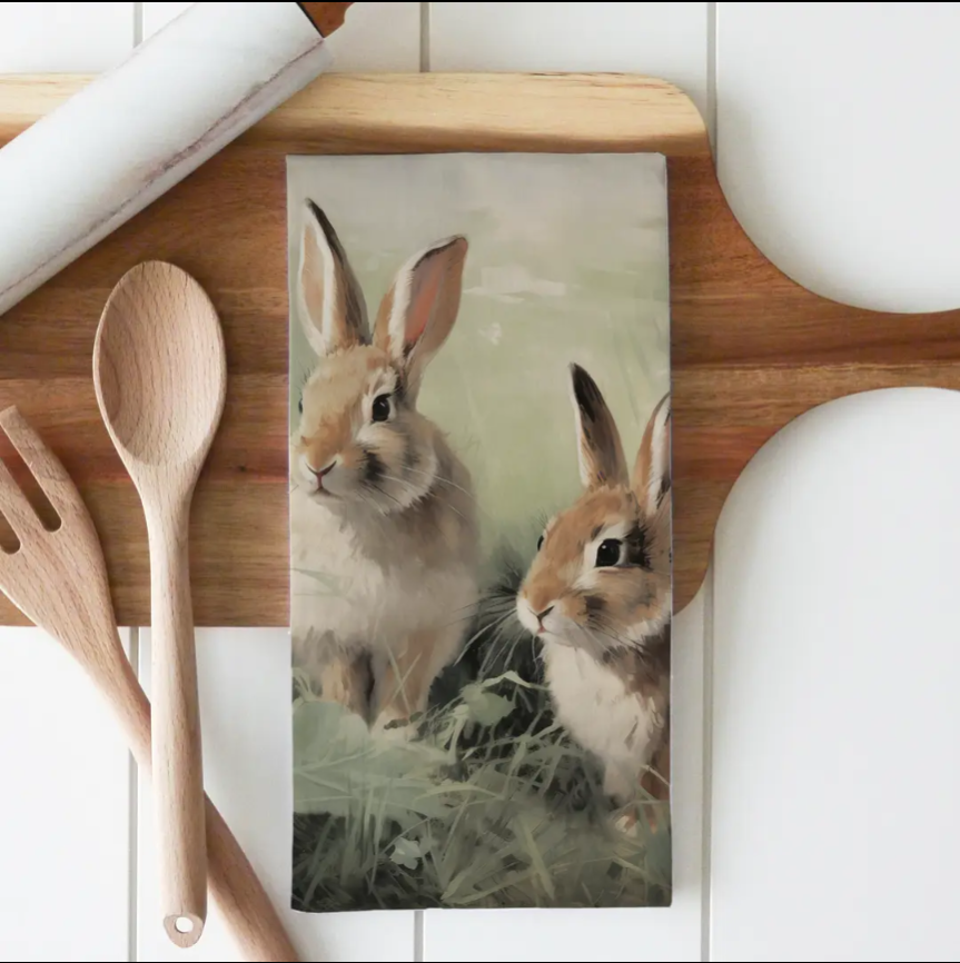Vintage Bunny Tea Towel