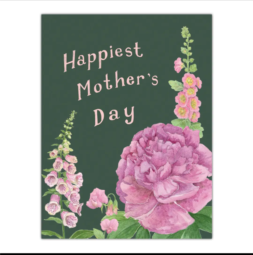 Floral  Mother's Day Card - Pink Peony Garden Card