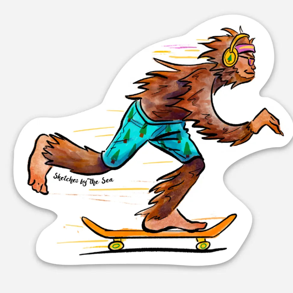 Sasquatch Skateboarding Sticker