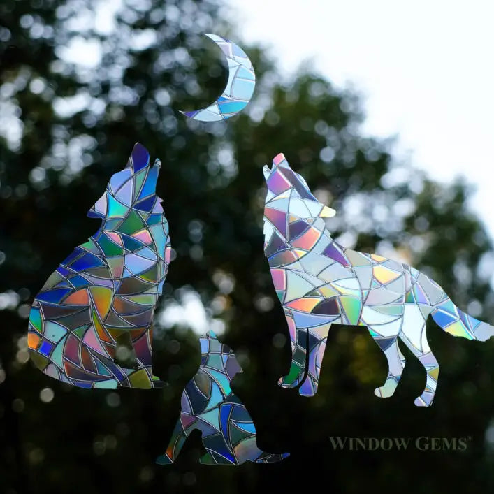 Wolf Window Clings - Prismatic Bird Strike Prevention