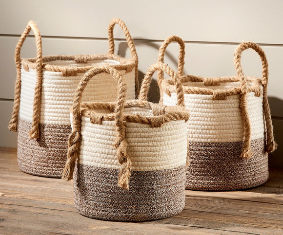 Woven Braided Baskets, Set of 3