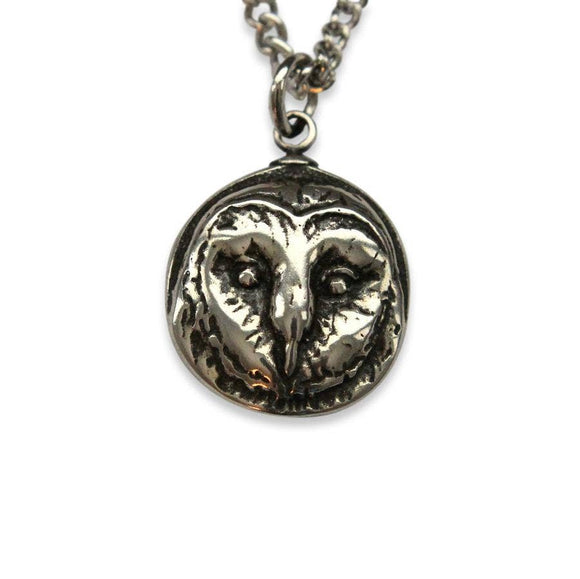 Sterling Silver Barn Owl Pendant Necklace