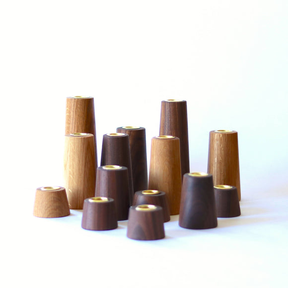 Tapered Wood Candle Holders Walnut