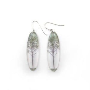 Tall Oval Green Tree Earrings (Pre Order)