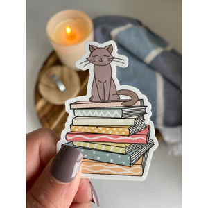 Cat on Book Sticker