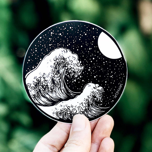 Waves and Night Sky Sticker