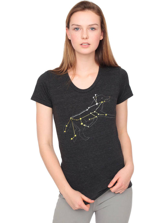 Women's Wolf Constellation T-Shirt with Gold Foil