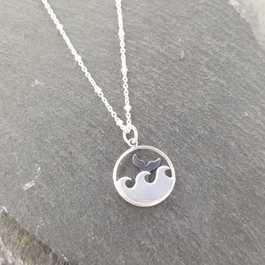 Waves And Whale Tail Pendant Necklace