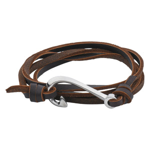 Passion Bracelet - Fishing Hook - Silver on Brown