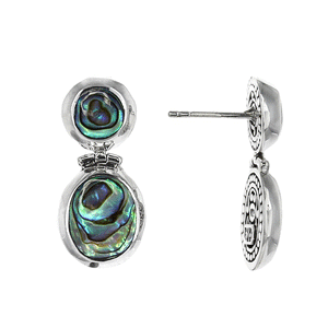 Abalone Stacked Oval Earrings in Sterling Silver