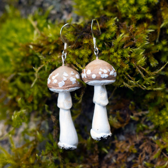 Amanita Pantherina Mushroom Earrings