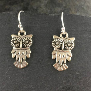 Antiqued Silver Owl Earrings
