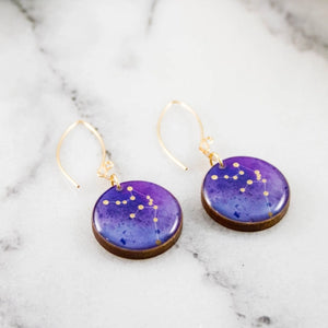 Aquarius Handpainted Constellation Earrings  GOLD