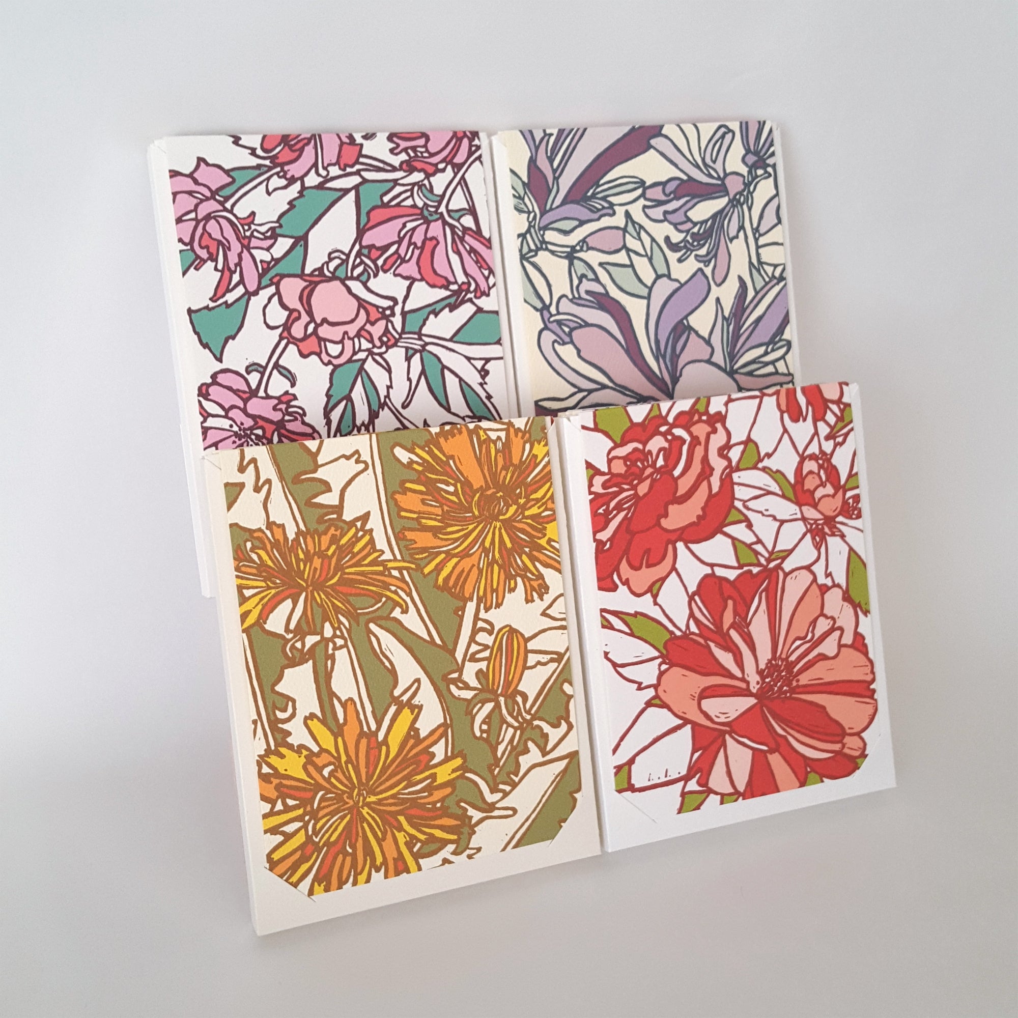 Assorted Flower Blank Note Card Set of 8 / Fine Art Cards