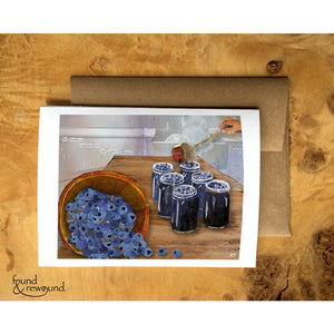 August Blueberry Jamming - Greeting Card