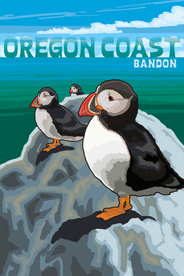 Bandon, Oregon - Puffins [12x18 Print]