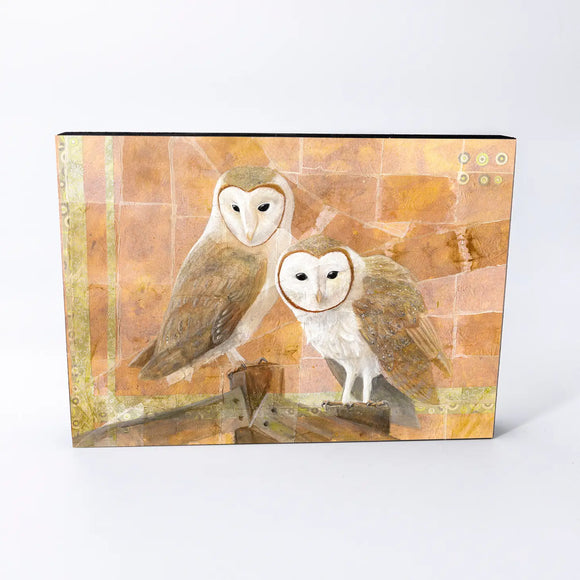 Barn Owls Wood Panel Giclée Print