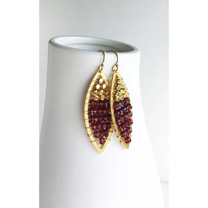 Beaded Gemstone Earrings | Red Garnet