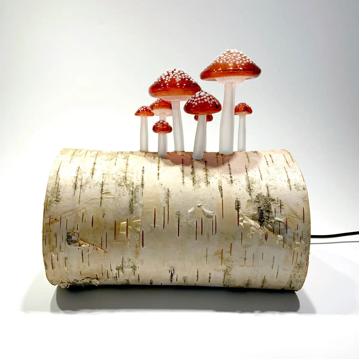 Birch Log Mushroom Lamp