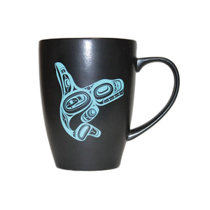 Matte Black Ceramic Mug - Whale by Ernest Swanson, Haida