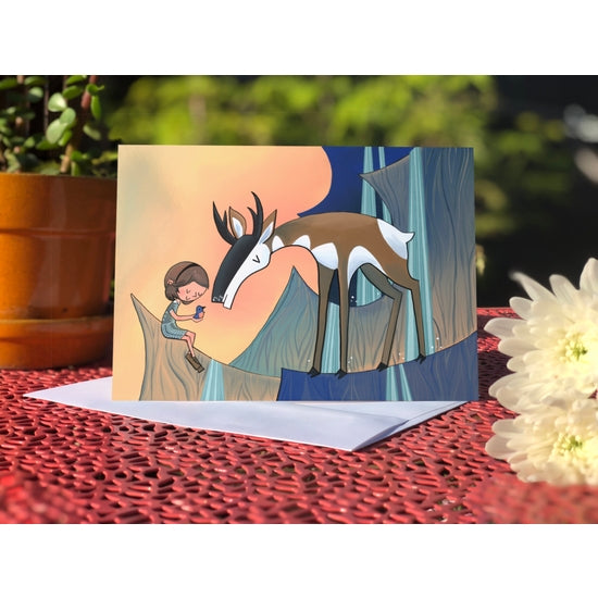 Pronghorn Single Girl | Blank Greeting Card