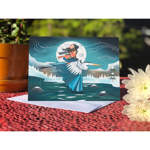 Winter Blue Heron Greeting Card (Design 79)