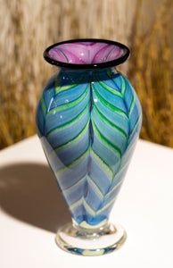 Feathered Vase - Blue/Green/Lavender 7"