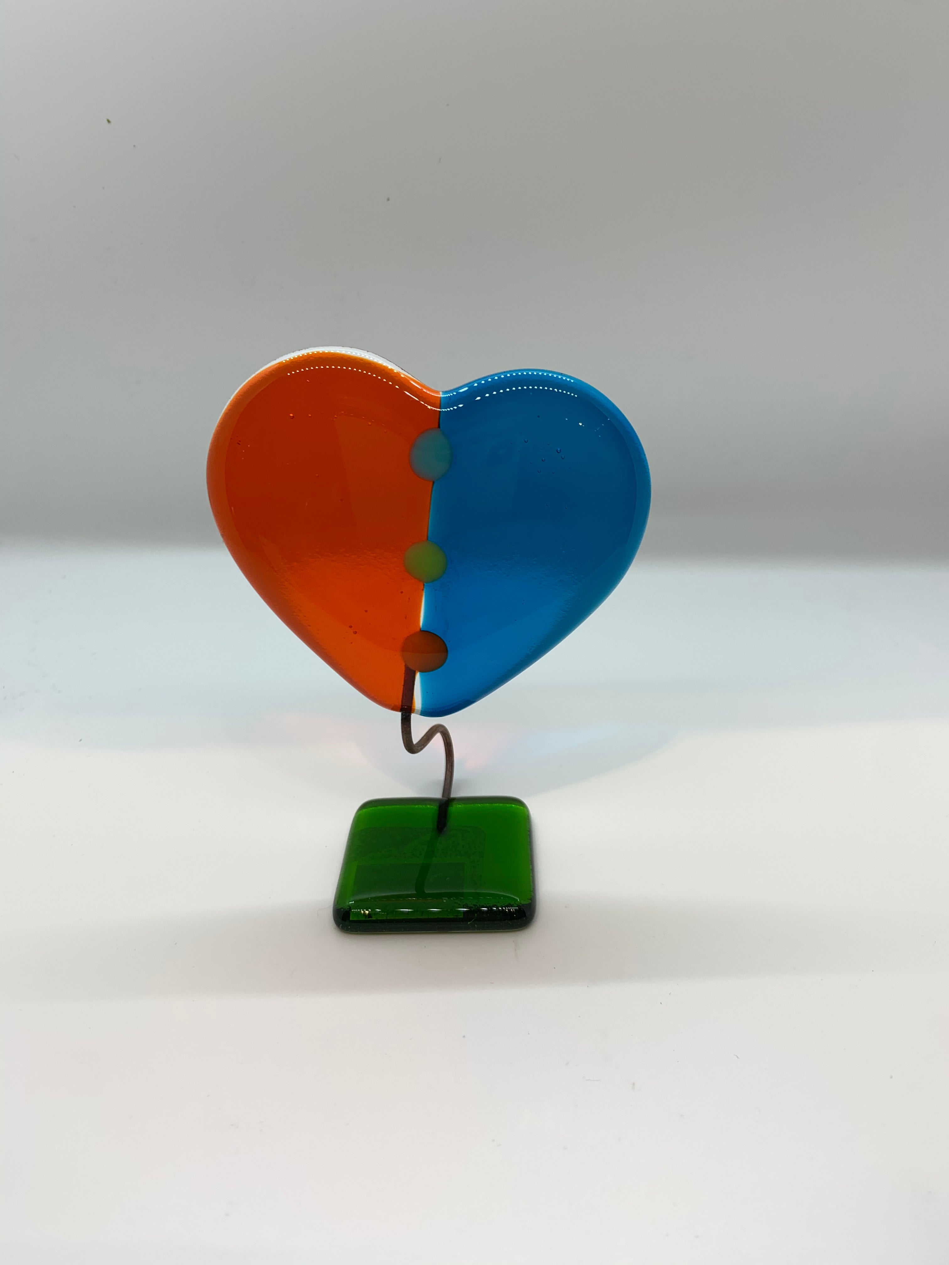 Two Coloured Glass Heart