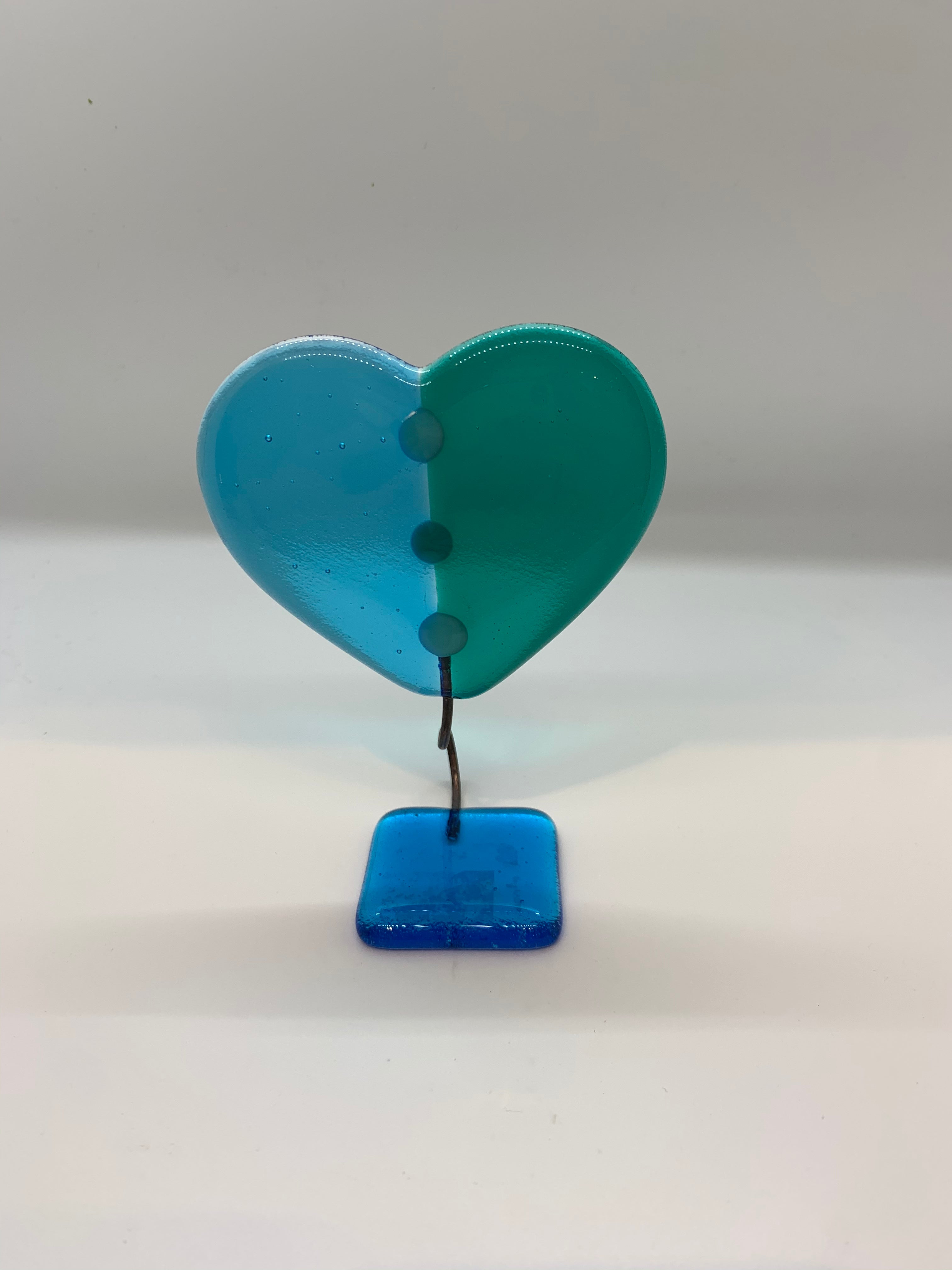 Two Coloured Glass Heart