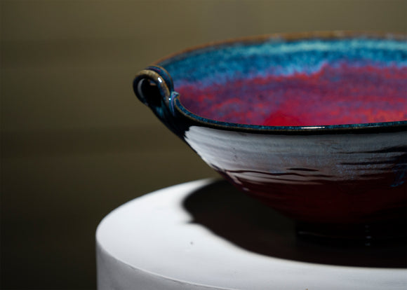 Handmade Ceramic Bowl - Cobalt and Red 12