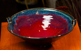 Handmade Ceramic Bowl - Cobalt and Red 12" Diameter