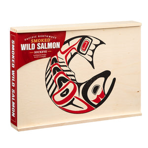 Traditional Wood Keepsake Gift Box Smoked Sockeye Salmon