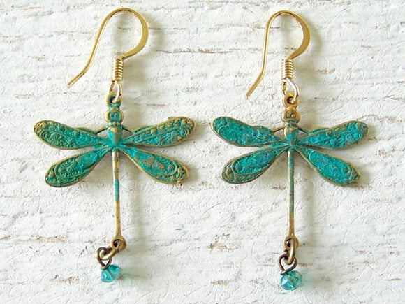 Brass Dragonfly Earrings