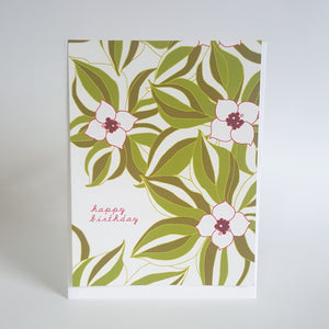 Birthday Bunchberry Floral Happy Birthday Greeting Card