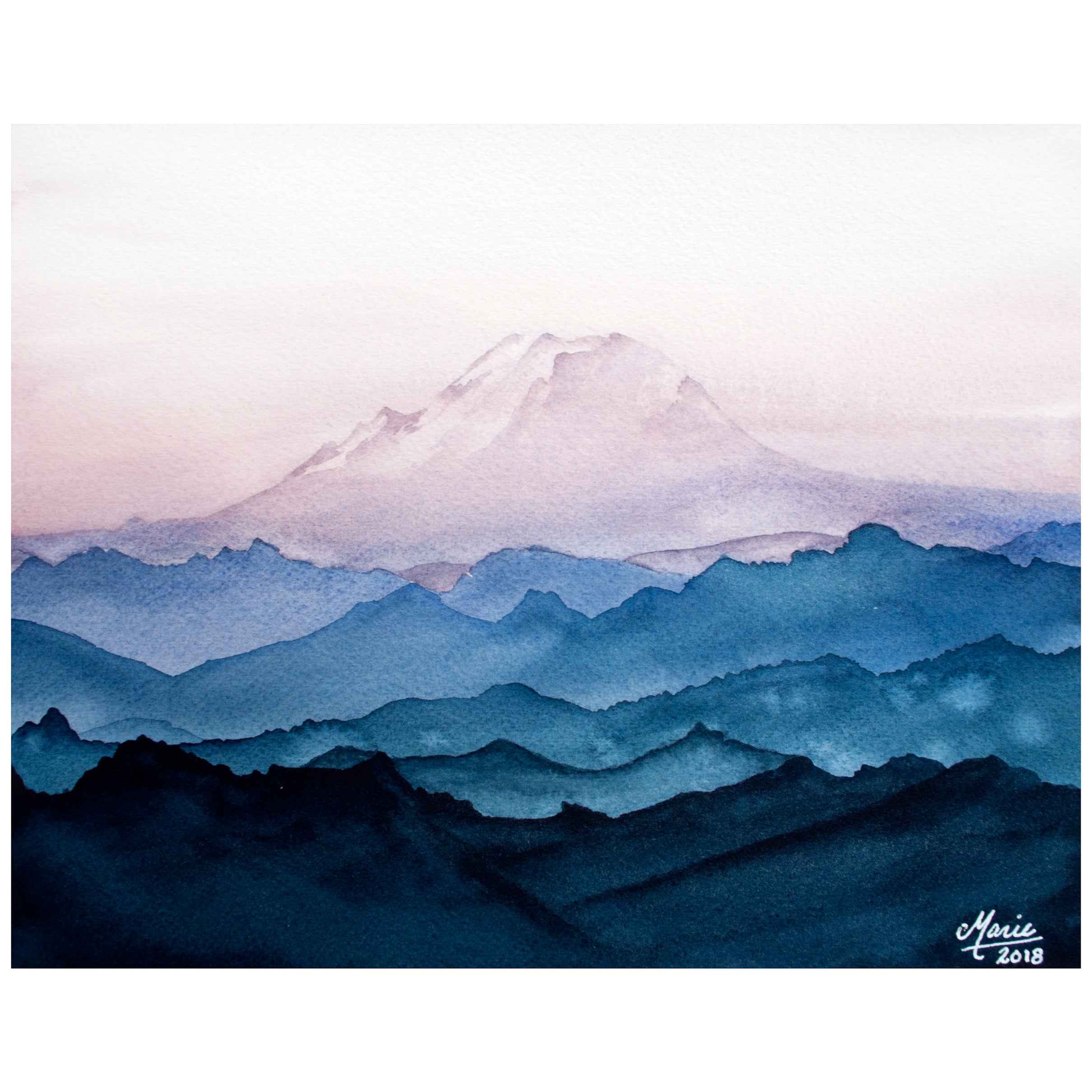 Cascade Mountains Watercolor Giclée Print