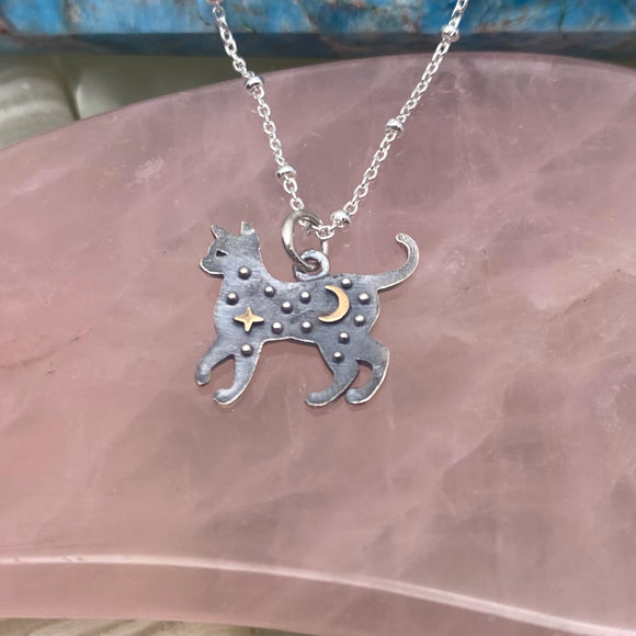 Celestial Cat Necklace | Sterling Silver