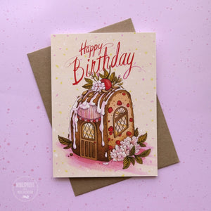 Happy Birthday Cherry Cake Greeting Card