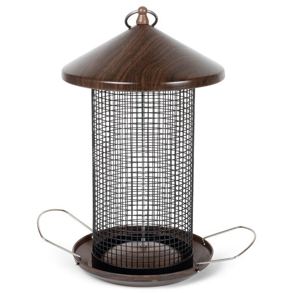 Cherry Woodgrain Finish Heavy Duty Mesh Metal 3 Lb. Bird Feeder
