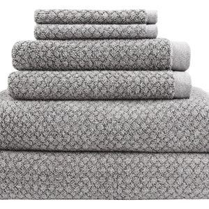 Chip Dye Towels - 6 Piece Bath Towel Set, Granite Granite (Dark Grey Light Grey)
