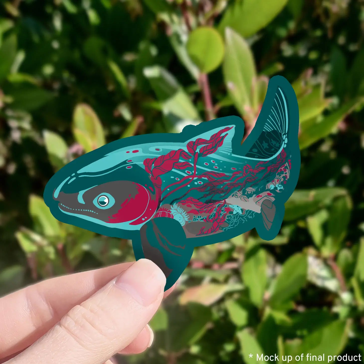 Coastal Creatures - 3" Salmon Vinyl Sticker