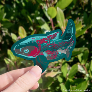 Coastal Creatures - 3" Salmon Vinyl Sticker