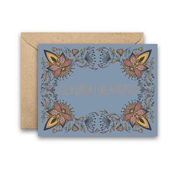 Congratulations Blooms Gold Foil Greeting Card