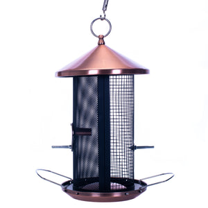 Copper Finish Mesh Metal Dual Nut and Seed Bird Feeder