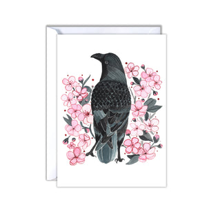 Crow with Blossoms Card