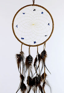 DC476BRN - 6" Dream Catcher with Semi-Precious Stones - Brown