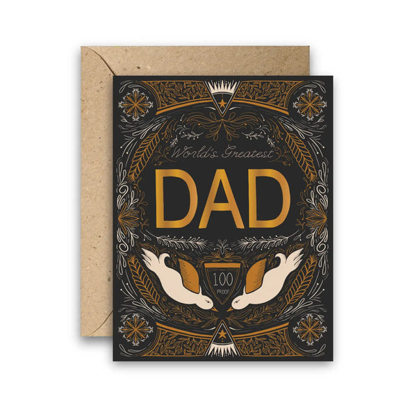 100 Proof Father's Day Gold Foil Greeting Card