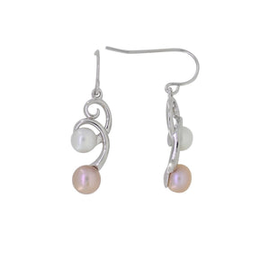 Double Drop Freshwater Pearl Earring  White / Pearl / Peach