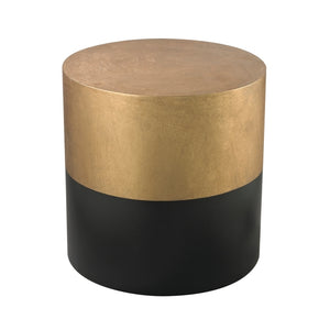 Draper Drum Black & Gold Wood Accent Side Table
