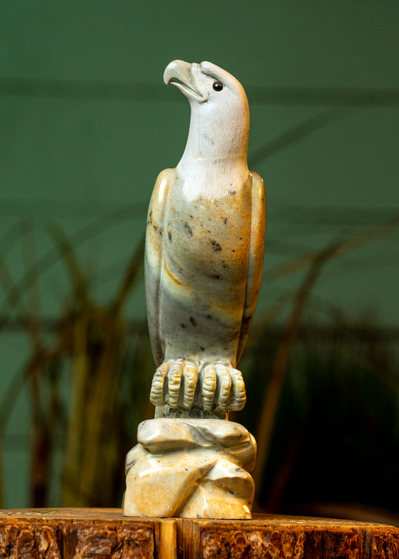 Slender Hand Carved Marble Eagle