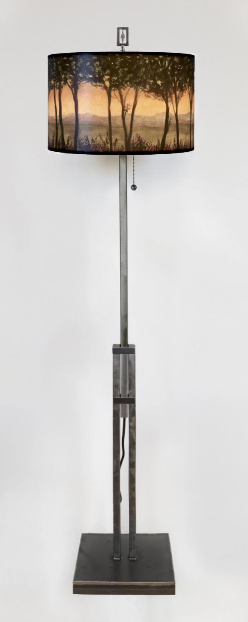 Shade In Dawn Adjustable Steel Floor Lamp with Large Drum